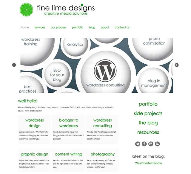 new site redesign screenshot for Fine Lime Designs