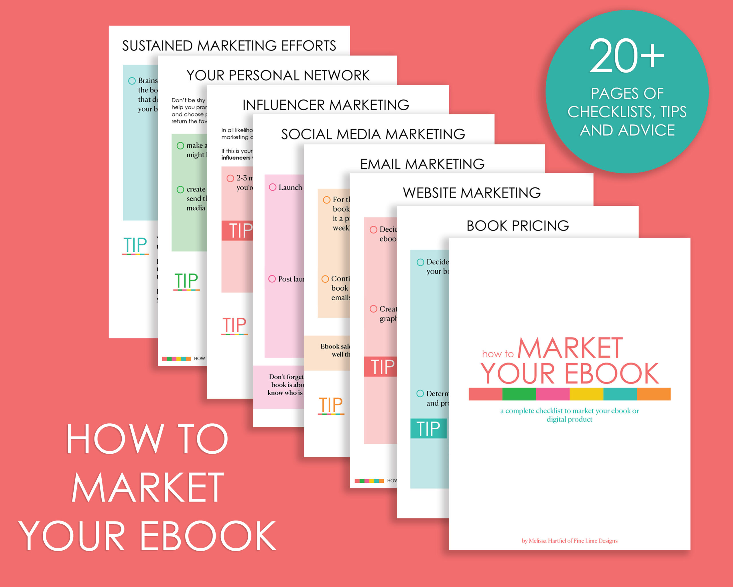 pages from the digital checklist, how to market your ebook
