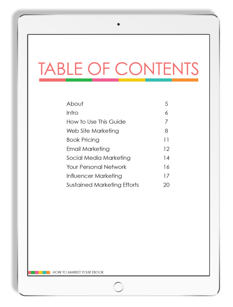 How to market your ebook Table of Contents iPad screen