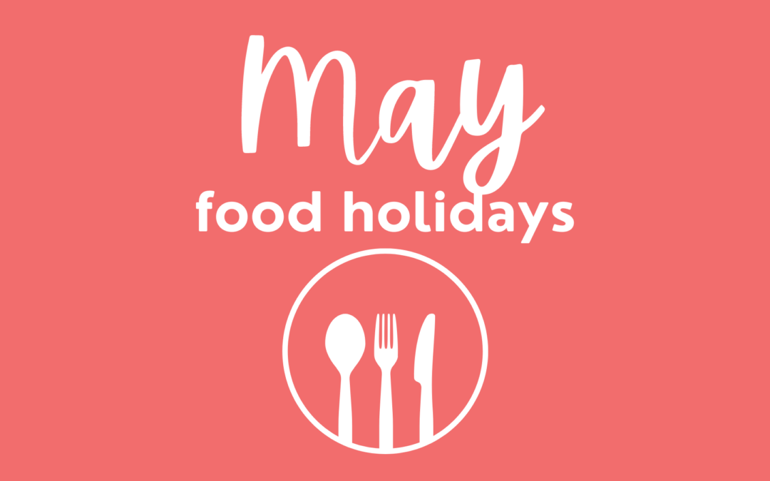 May food holiday - white text on a coral background